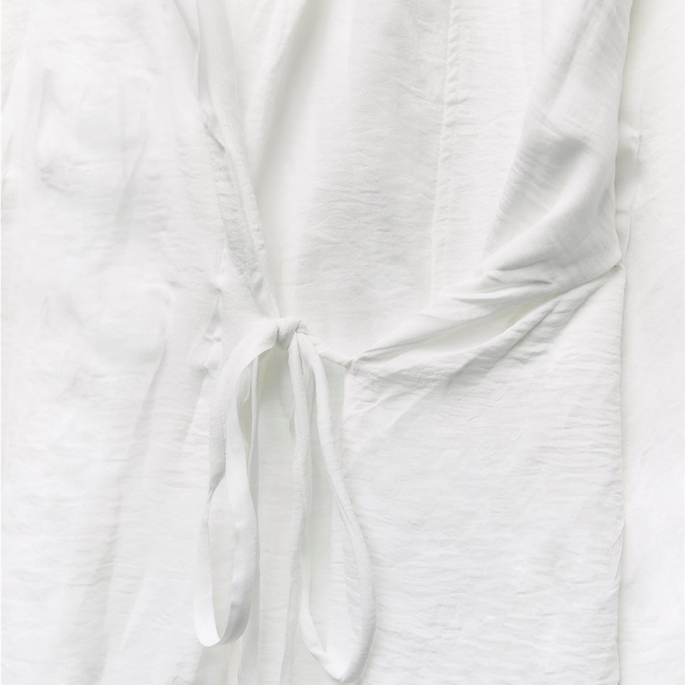 ZARA NWT WHITE TIE WRINKLE KIMONO - Picture 9 of 11